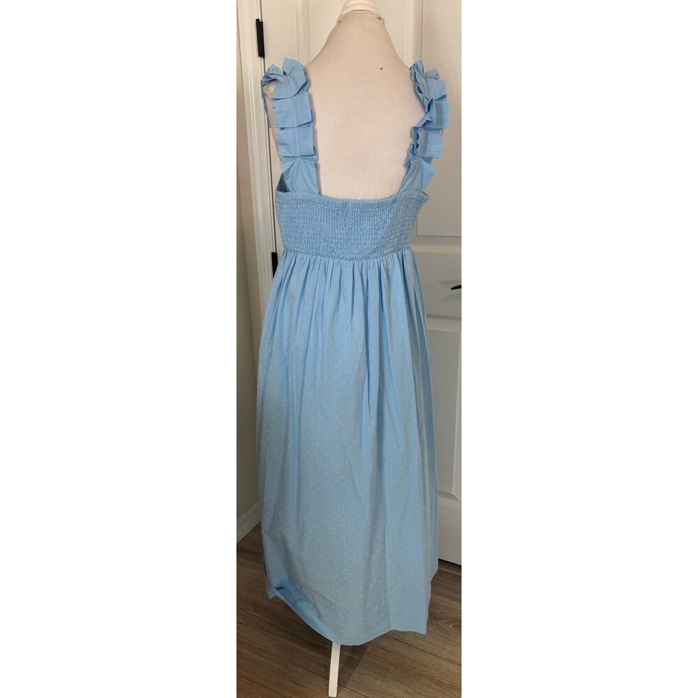 Lake Lolly Dress in Morning Blue Swiss Dot Size Large Midi length - Picture 3 of 5